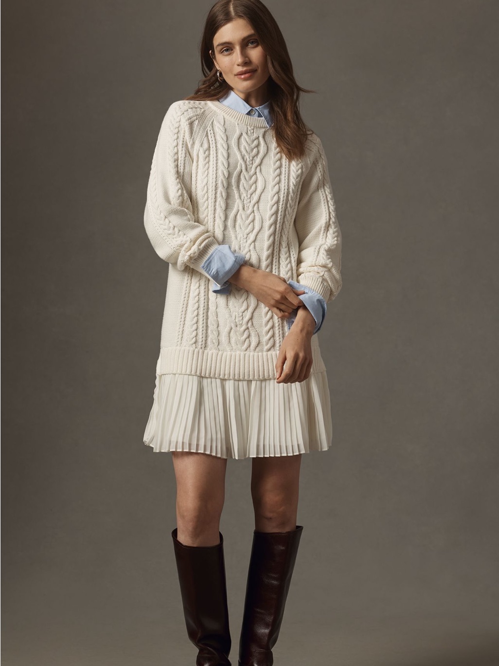 Anthropologie Delphine Sweater Twofer Mini Dresse